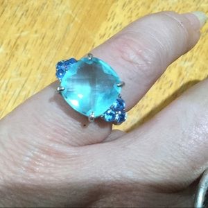 Beautiful blue green lavender ring silver